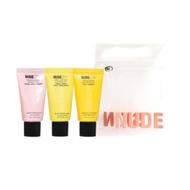 Nudestix 3-Step Citrus Renew Set for Makeup – Travel-Size Skincare Kit with Cleansing Balm, Exfoliator & Moisturizer/Primer