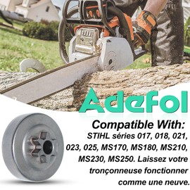 3/8 Inch Clutch Drum Sprocket Set for STIHL 017 018 MS170 MS180 021 023 025 MS210 MS230 MS250, ADEFOL Sprocket + Clutch + Bearing + Worm Wheel + Washer + E-Clip + Spark Plug