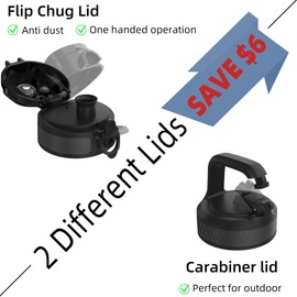 Fanhaw 20 Oz Insulated Stainless Steel Water Bottle with 2 Lids (Chug Lid& Carabiner Lid) - For Kids, Women, Men | Leak & Sweat Proof with Anti-Dust Lid (Green Blue)