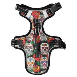 xigua Skull Dog Harness, No Pull Pet Vest Harness Reflective Breathable Small & Medium Dog Harness with Nylon Handle
