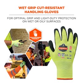 Ergodyne unisex adult Hi-vis Cut Resistant Work Gloves, Ansi A2, Wsx Palms for Optimal Grip With Wet/Oily Hi Vis Nitrile Coated CR Gloves, Lime, Small US