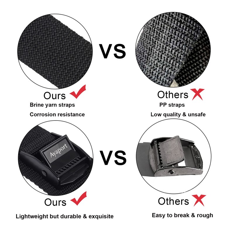 Ayaport Adjustable Cam Buckle Lashing Straps 6ft 4pack Tie Down