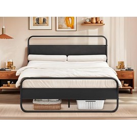 Queen Bed Frame with Wooden Headboard, Metal Platform Bed Frame Heavy Duty with 1212lbs Strong Weight Capacity No Box Spring Needed,Noise Free,Easy Assembly, User-Friendly Design(Black,Queen)