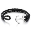 COOLSTEELANDBEYOND Mens Women Marine Anchor Wrap Bracelet Wristband, Double-Lap Black
