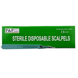 Disposable Scalpels Sterile Surgical Blade Size 11 Stainless Steel with Plastic Handle & Metric Line Individually Foil Wrapped Box of 100