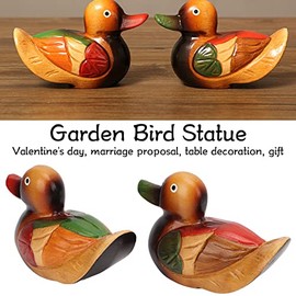 TANM Estatuas de Pato Mandarn de Madera, Estatuas de Patos de Madera Pintadas a Mano, Pintura Segura, Colores Vibrantes para Decoracin del Hogar      