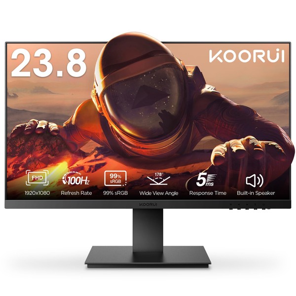 KOORUI 24 Inch Computer Monitor FHD 1920 x 1080p 100HZ,