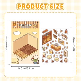 Katyjun 4 Sets 3D Sticker Scene, DIY Sticker Room with Tweezers for Relief Stress Pass The Time