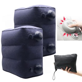 2 Pack Inflatable Foot Rest for Air Travel,Airplane Travel Foot Rest Adjustable Height,Car/Airplane,Footrest Pillow with Pump for Office,Airplane,Train,Cars,Home