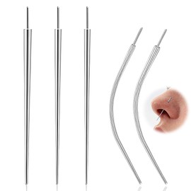 Tomedeks 5 PCS Stainless Steel Piercing Taper,14G 16G 18G 20G Threadless Assistant Tool Screw On Insertion Pin,Piercing Changing Tool,Curved Piercing Stretching Kit for Ear/Nose/Belly/Lip/Eyebrow