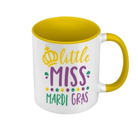 Tasse Farbe Premium Gelb – Little Miss Mardi Gras Carnival New Orleans – Tasse mit Henkel und farbigem Innenfutter