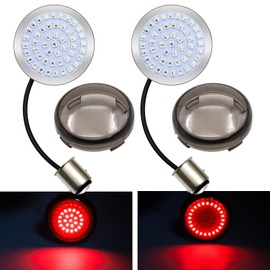 YnGia 2PCS 1157 LED Turn Signal Light Brake Tail Light, Bullet Style Motorcycle Stop Tail Marker Light Rear LED Indicator with Smoke Lens Cover