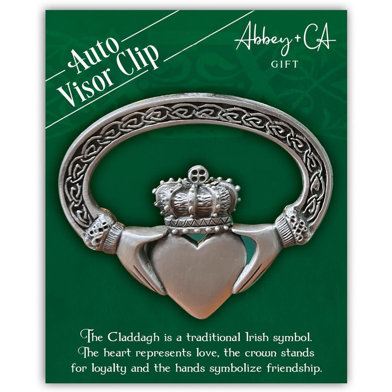 Abbey + CA Gift Irish Claddagh Visor Clip, Auto Sun