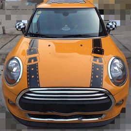 Car Hood Bonnet Straps Stickers for Mini Cooper One S JCW Countryman F56 F55 F60 R56 R60 R61 Decals Auot Tuning Accessories (Glossy Black)