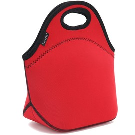FlowFly Neoprene Lunch Tote Insulated Thermal Reusable Lunch Bag Box for Boys Men with Zipper (Red)