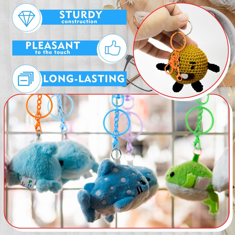 Otoolling 64 Pcs Colorful Swivel Snap Hook with Key Rings