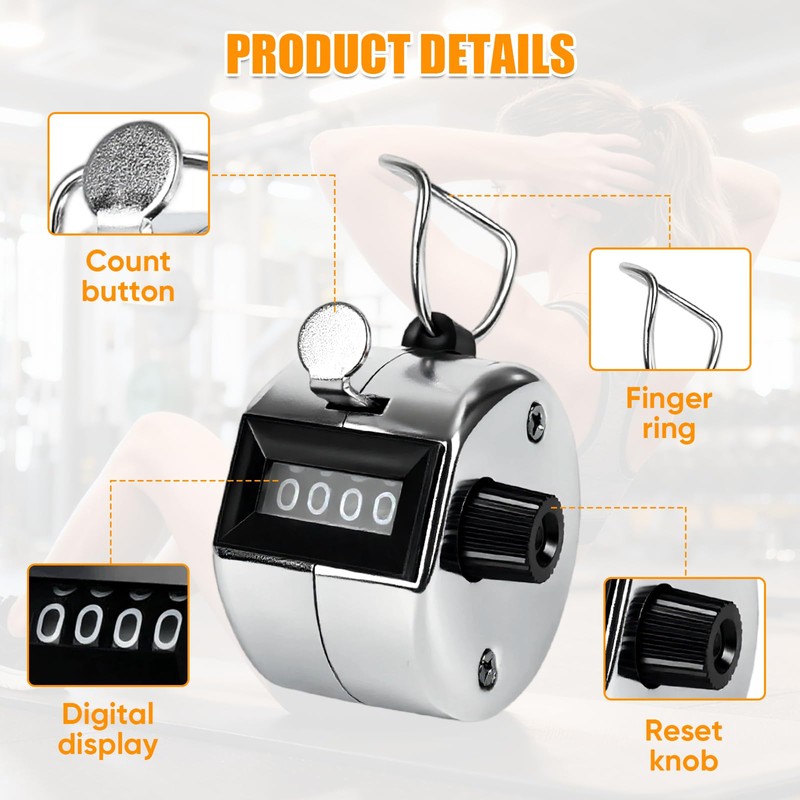 LKbeuuu Metal Handheld Tally Counter, Clicker Counter with 4 Digit