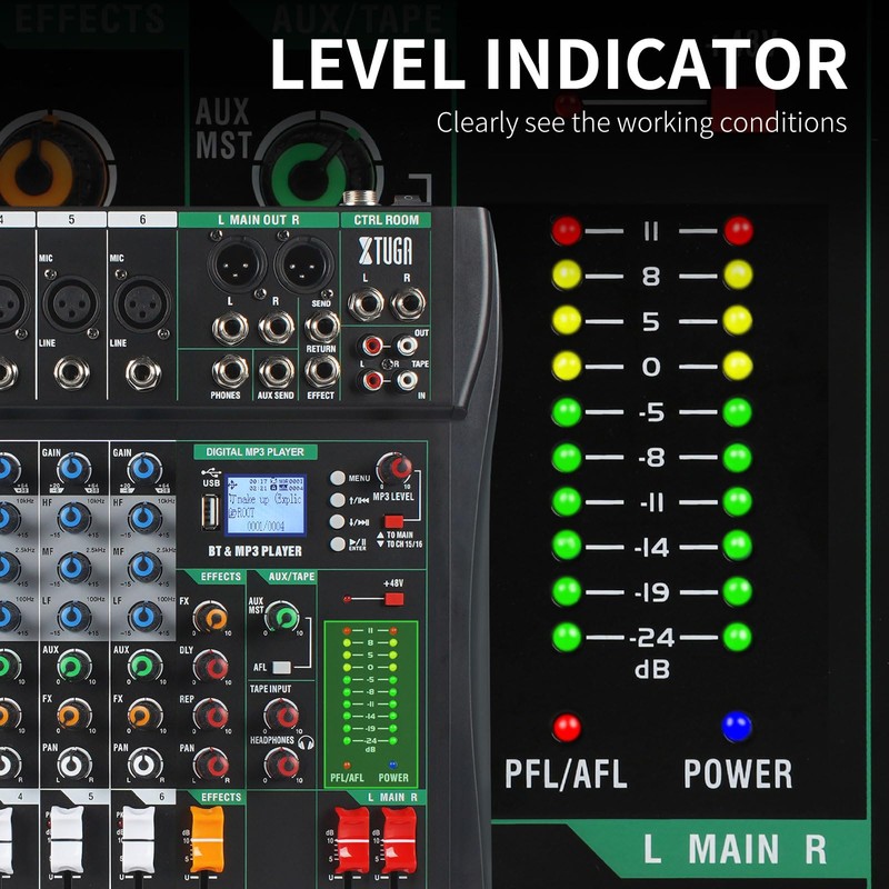 XTUGA 60CT 6 Channel Mixer for PC Recording Sound Controller