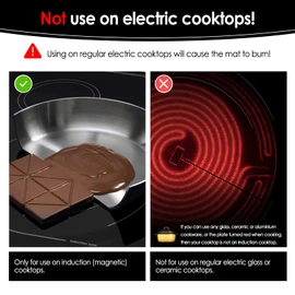 KitchenRaku Checkered Large Induction Cooktop Protector Mat with Plastic Bowl Scraper, (Magnetic) Electric Stove Burner Covers (Black and White Checkered Pattern, 20.4 x 30.7 inch)