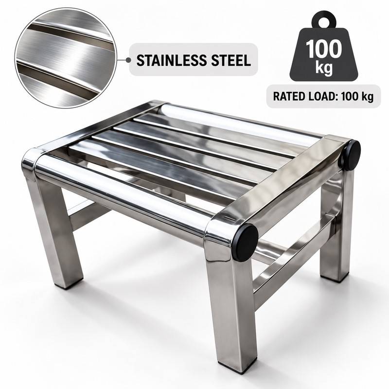 Stainless Steel Low Step Stool, 9.45 x 7.05 x 5.91