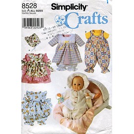 Simplicity Crafts Pattern 8528 Wardrobe for Baby Dolls in Three Sizes