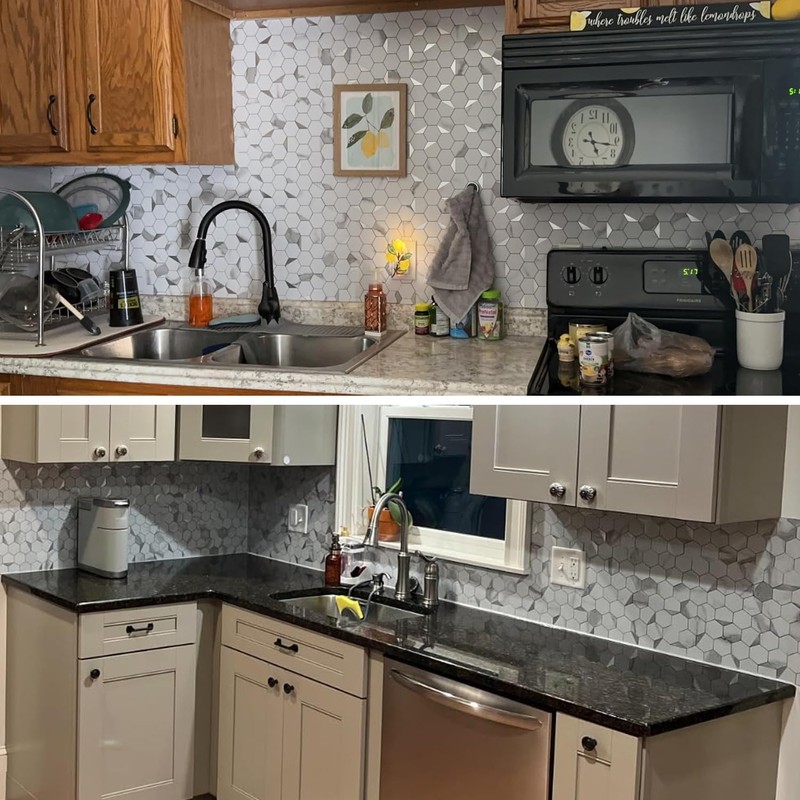 OYASIMI Hexagon Peel and Stick Backsplash for Kitchen Wall,10 Sheets