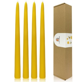 Lacaser 12" Tall Beeswax Taper Candles, Long Beeswax Candlesticks, 100% Pure Beeswax Candles, Dripless & Smokeless & Unscented Bees Wax Candles, Long Burning Time 7~8 Hours, 4 pcs Pack
