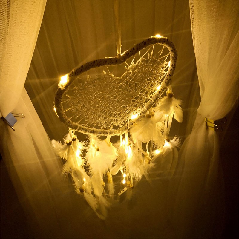 Srliya Atrapasueños con Forma de Corazón Hueco, Tejido a Mano,