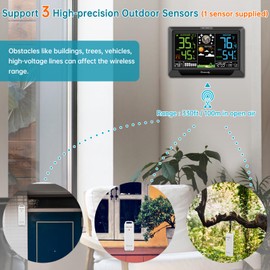 DreamSky Weather Station Indoor Outdoor Thermometer Wireless, Atomic Clock with Indoor Outdoor Temp, Date Day, Adjustable Backlight, Inside Outside Temperature Humidity Monitor for Home