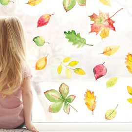 Wandtattoo Loft Window Sticker Autumn Leaves Autumn Leaves Colourful Reusable Window Stickers Children's Room A4 Sheet