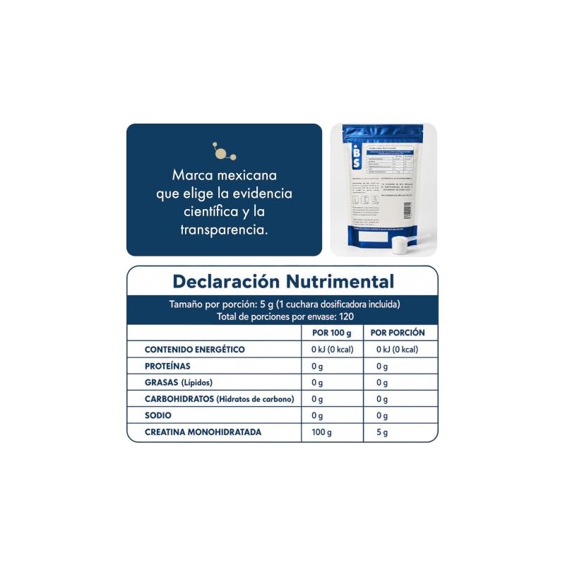 Creatina Monohidratada Sin Sabor 600g Suplemento Alimenticio