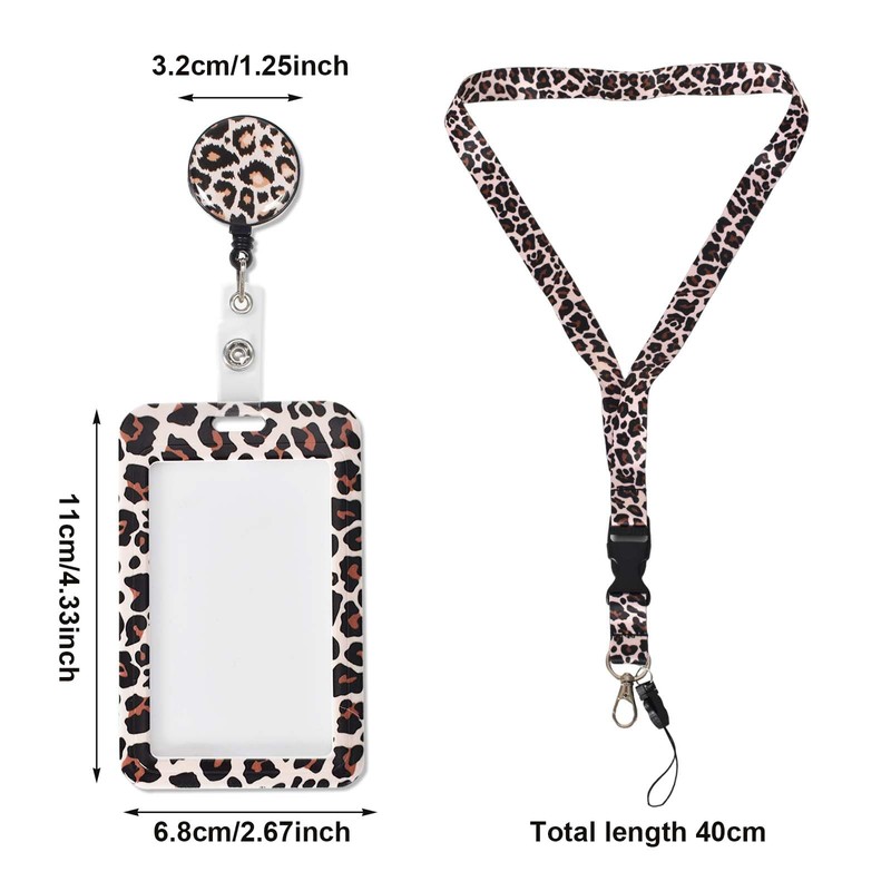 Card Holder ID Vertical, Fashionable Sliding ID Cover, 2 Leopard