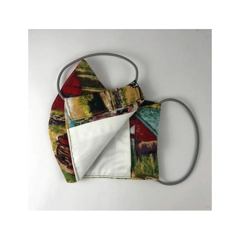 Country Barn Face Mask - Red / Multi - Double