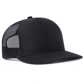 Men's 112 Trucker Hat Baseball Cap Dad Hat Adjustable Snapback Mesh Cap (Polyester, Black)