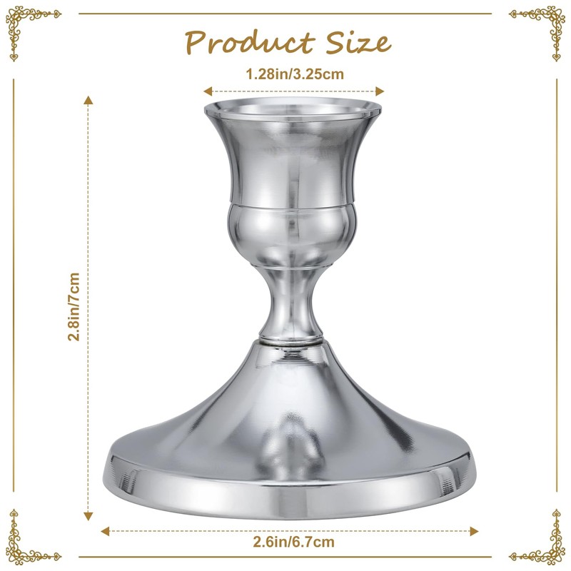 Candle Holders, 6 Pcs Silver Candlestick Holders Set, Silver