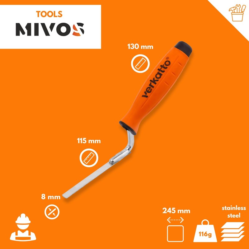Mivos Joints Trowel 8 mm - Stainless Steel - Tuck