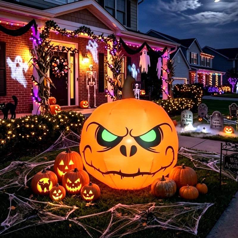PIPIMOUSE 4 FT Halloween Inflatables Pumpkin Outdoor Decorations