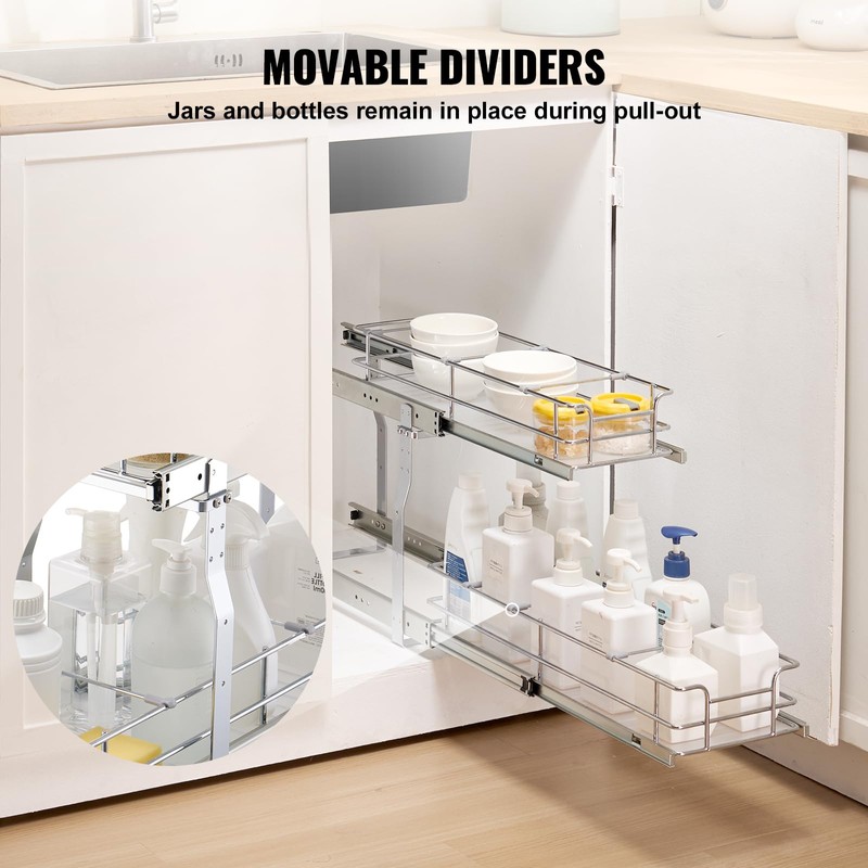 Happybuy 8.5"W x 21"D Pull Out Cabinet Organizer, Heavy Duty
