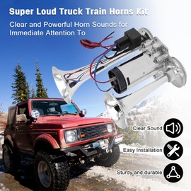 Air Horn for Truck, Car Air Horns, 150DB Super Loud Dual Electric Train Horns Kit with Compressor for Any 12V Vehicles Trucks Motorcycle Pickup Trains Cars Boats (Silver)