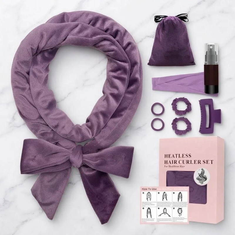 9 Pzs Curly Ondas En Cabello Calor Tubo Con Scrun