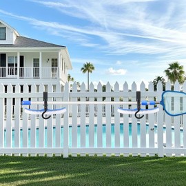 HEHIPLE 2 Pcs Pool Fence Hooks, Pool Tool Organizer, for Hanging Pool Cleaning Accessory, Pool Pole,Brush, Leaf Skimmer Net,Vacuum Head, Suitable 3/4 Inch to 1-1/4 inch Railing