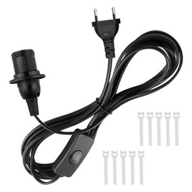 TXErfolg E14 Lamp Holder with Switch, Black, E14 Socket with 5 m Power Cable, 2 x 0.75 mm², Lamp Suspension Lamp Cable with Plug for Kitchen, Living Room and Children's Room (Black)