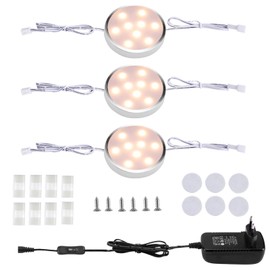 LABOREDUCER Unterbauleuchte Küche LED 3 Stück,Schrankleuchte Regalbeleuchtung Kleiderschrankleuchten mit Schalter und Stecker,Schrankbeleuchtung für Küche,Schrank (Warmweiß2700K)