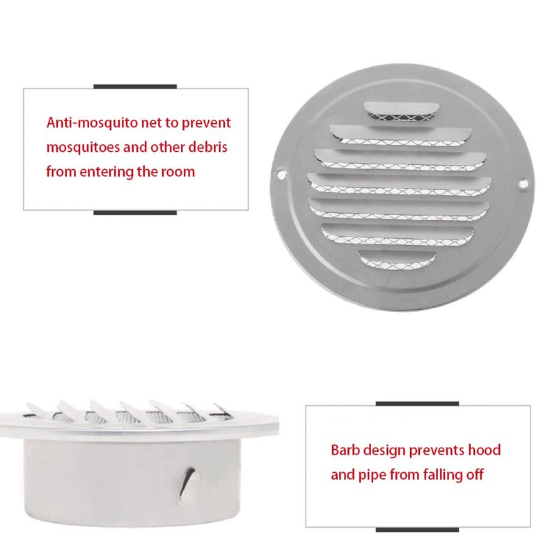 120mm White Round Ventilation Grille Cover with Anti-Fly Net for