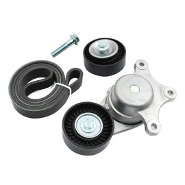 FZJDSD Belt Tensioner Assembly with Pulley & Belt Compatible with Ford Edge Explorer Flex Fusion Taurus Fit for Lincoln MKS MKT MKX MKZ Fit for Mazda 6 CX-9 2007-2019 Replace 04593633AA 04593805AB