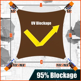 Amgo 7' x 8' Brown Rectangle/Square Super Ring Sun Shade Sail Order to Make UPF50+ AGSRR Canopy Awning Shades for Patio, 98% UV Blockage, Commercial Standard Heavy Duty - 260 GSM (We Customize)