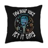 Singer Microphone Music Notes Musician Singing Vocal Throw Pillow
