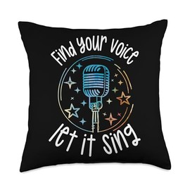 Singer Microphone Music Notes Musician Singing Vocal Throw Pillow
