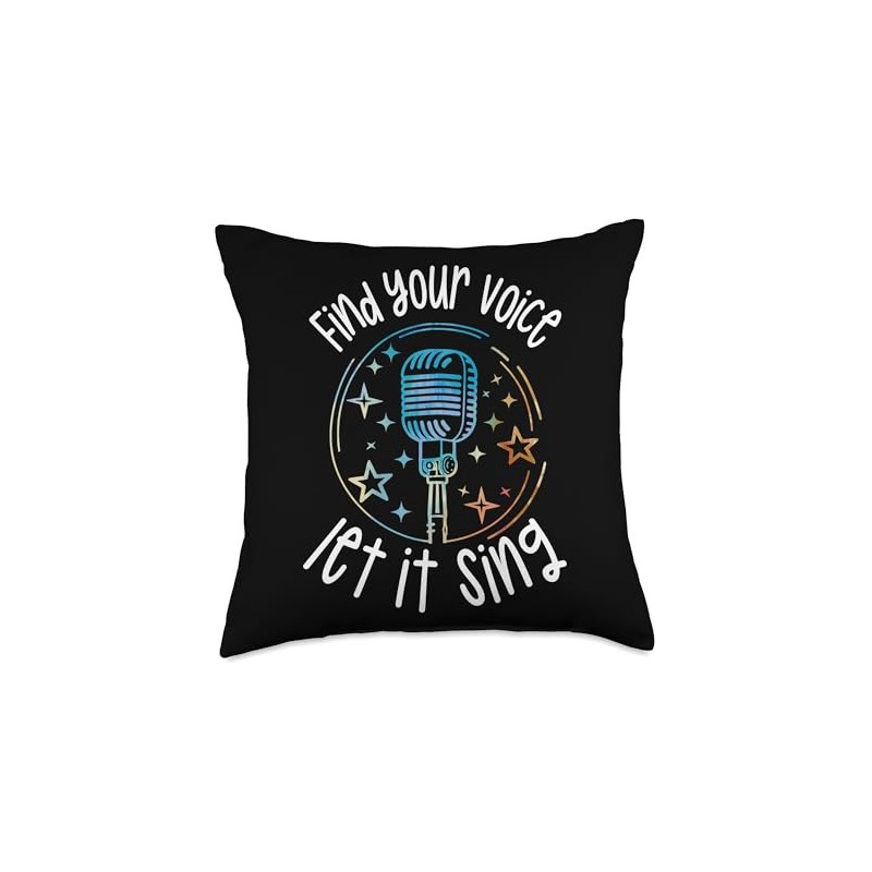 Singer Microphone Music Notes Musician Singing Vocal Throw Pillow