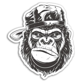2 x 10cm Grumpy Gorilla Vinyl Stickers - Monkey Sticker Laptop Luggage #17687 (10cm Tall)